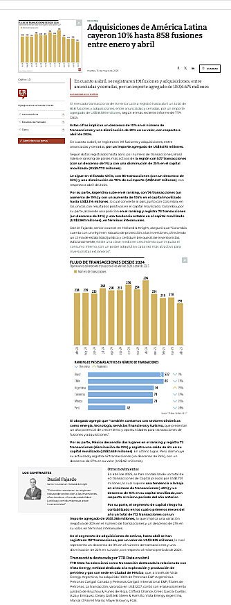 INDUSTRIA Adquisiciones de Amrica Latina cayeron 10% hasta 858 fusiones entre enero y abril